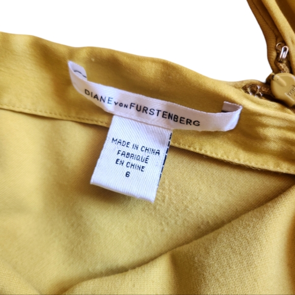 DVF Diane von Furstenberg Helen cap sleeve sheath Buttery Yellow Sz 6 $365 - Picture 2 of 11